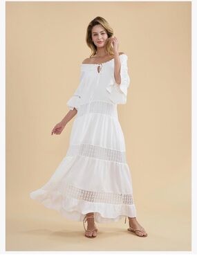 Olaesa White Boho Maxi Dress